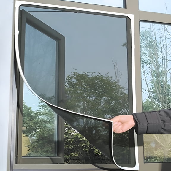 ZHZFKQ Magnetic Window Screen,Window Screen Replacement,Frame Gray Fiberglass Mesh,No Drilling Easy Cut-To-Fit for Sliding/Swing/Top-Hung