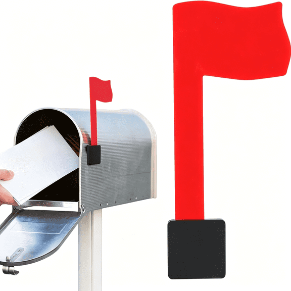 ZHZFKQ Mailbox Flag Replacement Kit,Strong Adhesive Red Mail Flag for Post Mount&Wall Mount Mailboxes,Tool Free Installation Universal Mailbox Flags