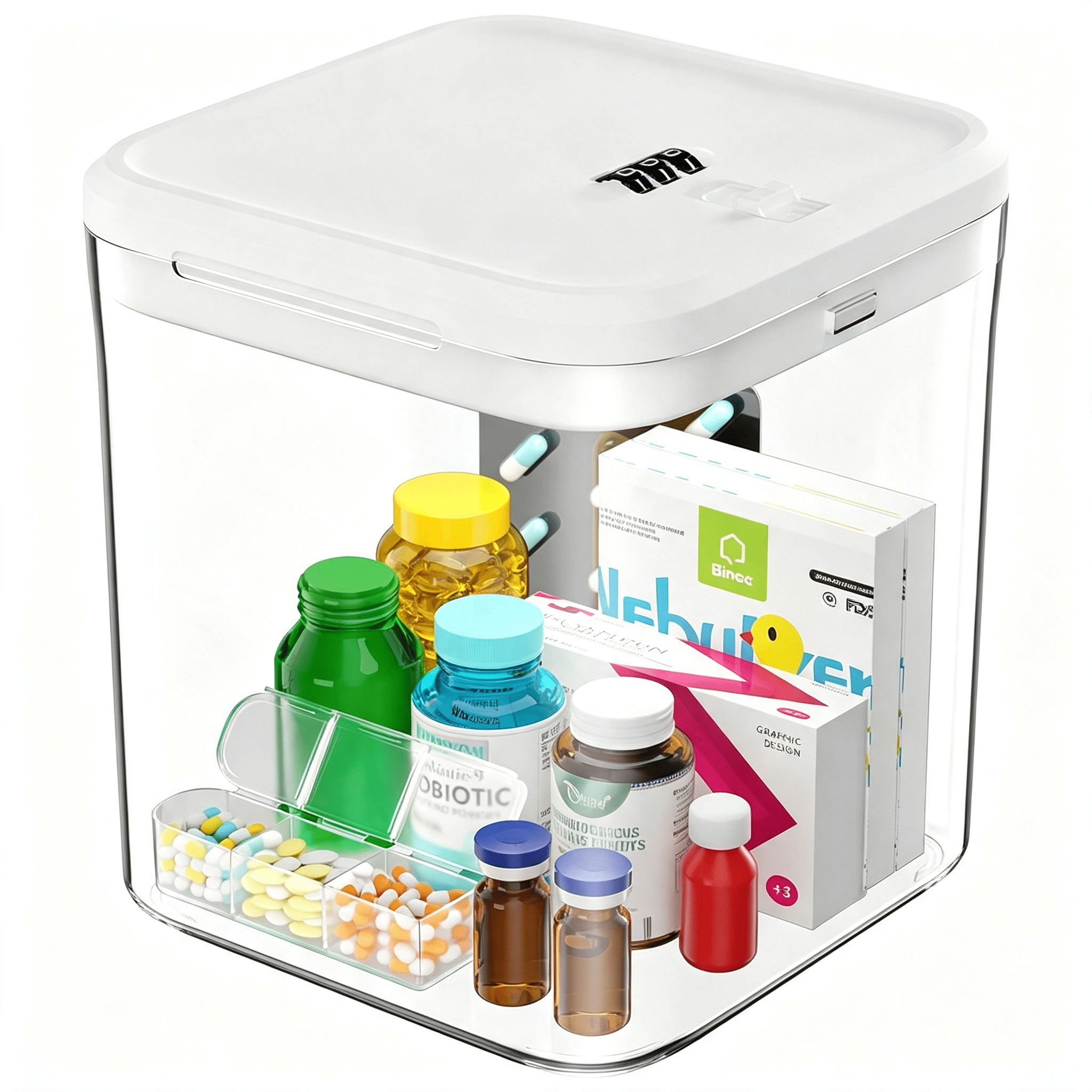 ZHZFKQ Medicine Lock Box for Safe Medication, Clear Lockable Storage ...