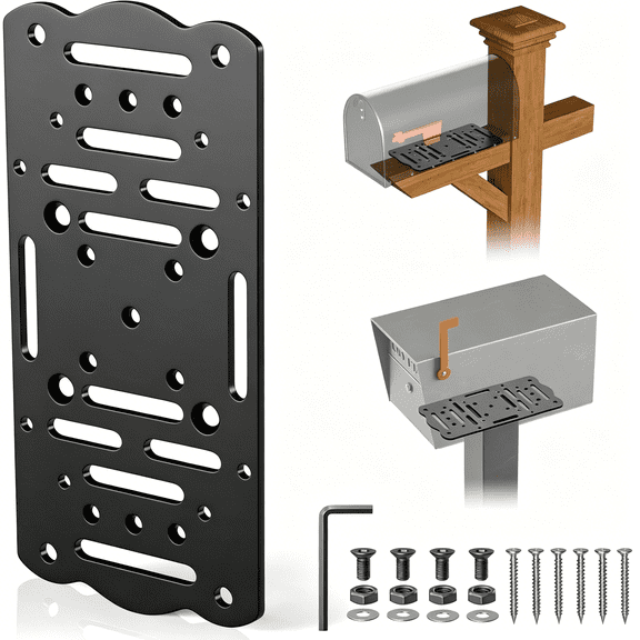 ZHZFKQ Metal Mailbox Mounting Bracket,Post Mount Mailboxes Board,Mailbox Bracket for Wood Or Hollow Posts,Mailbox Mounting Plate Compatible with Most Sizes of Post Mount Mailboxes