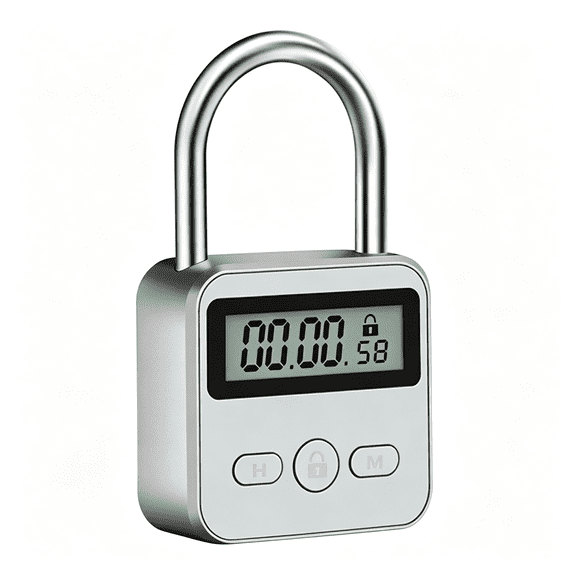 ZHZFKQ Metal Timer Lock, 99 Hours Max Timing Lock, Usb Rechargeable Timer Padlock with Lcd Display, Multi-Function Micro Electronic Timer Lock, Heavy Duty Metal Time Out Padlock(Silver)