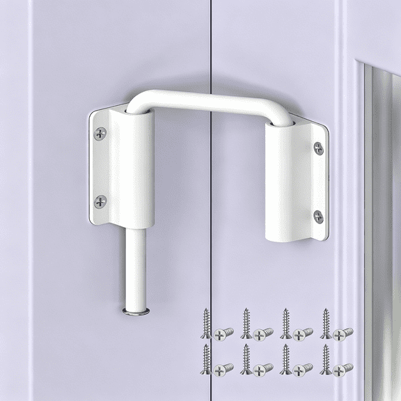 ZHZFKQ Multi-Angle Sliding Door Loop Lock,90/180 Degree Aluminum Alloy Patio Lock Latch for Single/Double Barn Door,Window,Closet,Fence,Shed-Home Security U-Bolt Locks(White-1Pc)