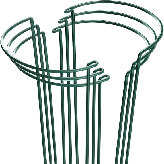 ZHZFKQ Plant Support Stakes, 6 Pack Metal Peony Cages and Supports, Garden Stakes Plant Support Cage, Large Plant Support Ring for Outdoor Indoor Snake Plant Peony Rose Flowers Vine (10" W x 15.8" H)