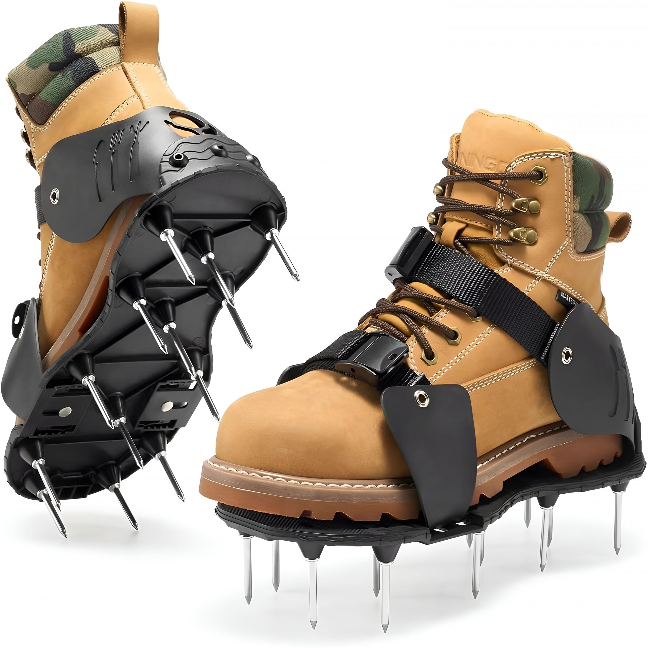 ZHZFKQ Pre-Assembled Lawn Aerator Shoes for Yard Grass, Aerator Lawn Tool with Heavy Duty Spikes for Effectively Aerating Lawn Soil, Air Aerator Tool with Adjustable Dual-Buckle for Men Sizes 6-14