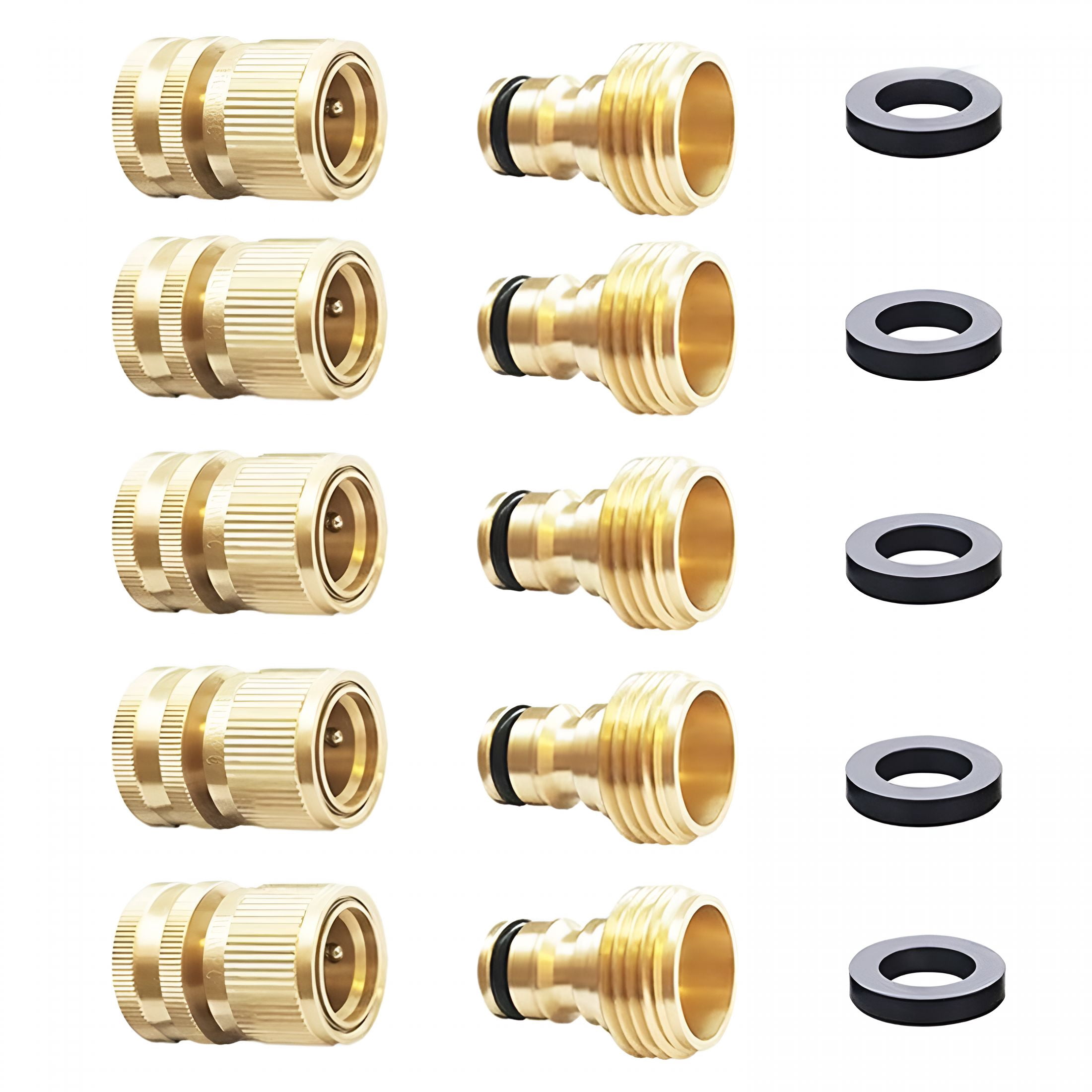 ZHZFKQ Quick Connect Hose Fitting, Solid Brass Garden Hose Quick Connectors 3/4 Inch Thread No-Leak Water Hose Repair Fittings Male and Female Hose Adapter
