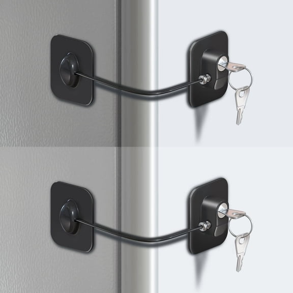 ZHZFKQ Refrigerator Lock Fridge Lock for Adults Multi-Purpose Baby Safety Proofing Cabinet Lock with Key 2 Pack (Black), Child Safety Lock for Fridge Cabinets Drawers and Appliances