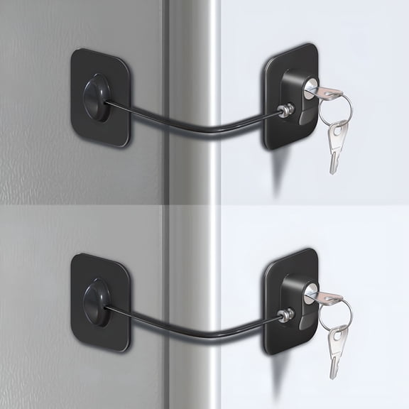 ZHZFKQ Refrigerator Lock,Fridge Lock for Adults,Multi-Purpose Safety Proofing Cabinet Lock with Key 2 Pack(Black) Oven Child Safety Lock
