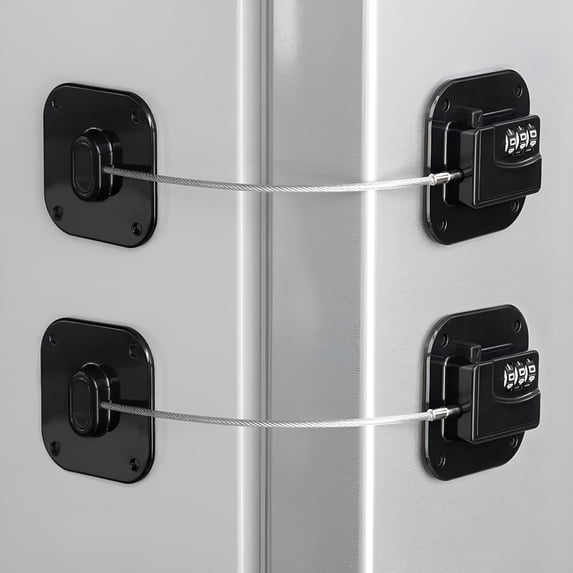 ZHZFKQ Refrigerator Lock, Heavy Duty Fridge Lock, Combination Lock for Refrigerator Cabinets, Drawers, Safety Lock, Easy Install No Keys Needed (Black-2 Pack) Baby Safety Products