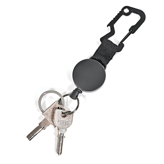 ZHZFKQ 2026 New Retractable Key Reel, Heavy Duty Keychain with Carabiner, Steel Cable, Work Keychain, Carabiner Keychain, Black, for Work, Security, Keys, Outdoor Use.