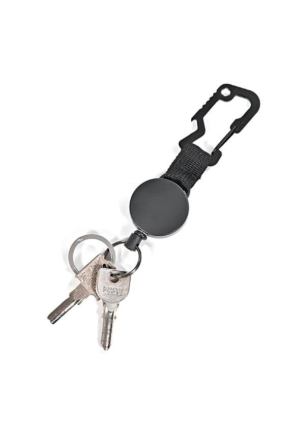 2026 New Retractable Key Reel, Heavy Duty Keychain with Carabiner, Steel Cable, Work Keychain, Carabiner Keychain, Black, for Work, Security, Keys, Outdoor Use.