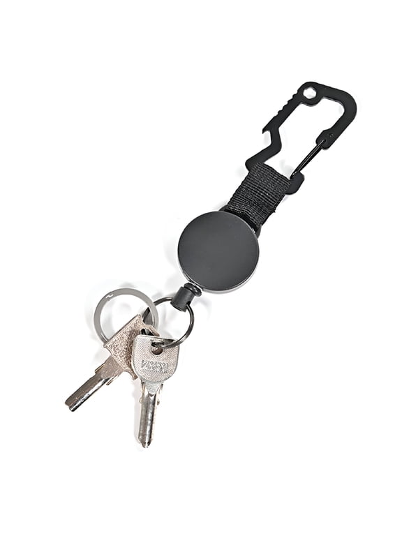 2026 New Retractable Key Reel, Heavy Duty Keychain with Carabiner, Steel Cable, Work Keychain, Carabiner Keychain, Black, for Work, Security, Keys, Outdoor Use.