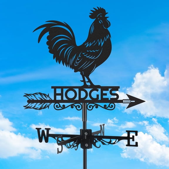 ZHZFKQ Rooster Metal Weather Vane,Custom Family Name Weathervane,Wind Direction Indicator,Weather Vanes Roof Mount,Wind Vane Outdoor Decor for Yard Farmhouse Cupolas,Housewarming Gifts