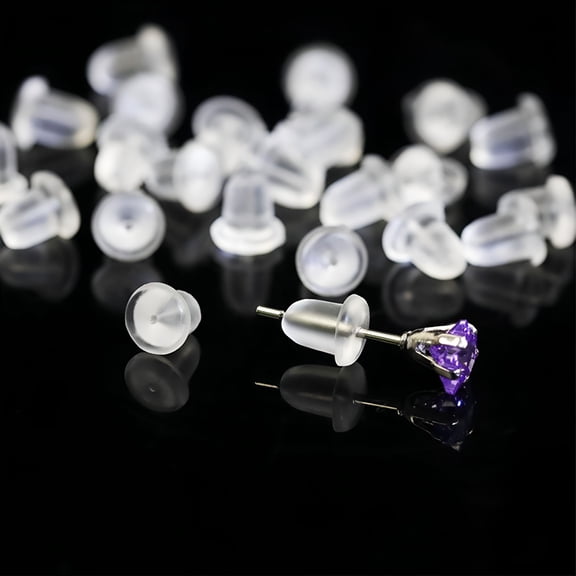 ZHZFKQ Silicone Earring Backs,200 Pieces Clear Hypoallergenic Stoppers for Stud,Post,Hoop,Fishhook Earrings
