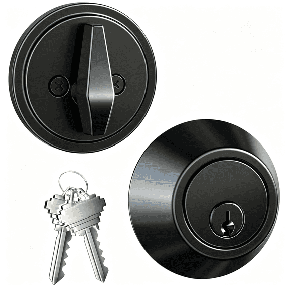 ZHZFKQ Single Cylinder Deadbolt Lock,Easy Installation Keyed One Side with Thumb Turn Inside,Security Door Lock for Front Entry & Garage Door,Heavy Duty,Matte Black