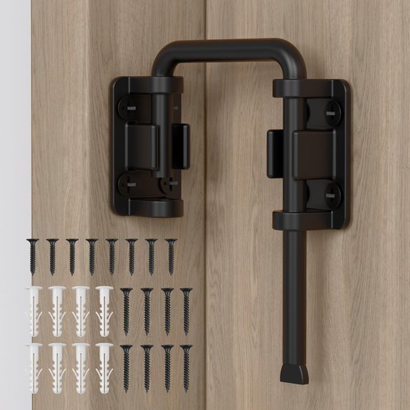 ZHZFKQ Sliding Door Loop Lock,2-3/8" Door Latch Lock,Black,1Pc|Patio Sliding Door Latch,7Mm Solid Stainless Steel,Door Lock for Barn,Screen,Fence,Garden,Shed,Multi Angle Fit