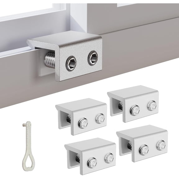 ZHZFKQ Sliding Window Locks,Keyed Window Lock & Blocker Security for Horizontal & Vertical Sliding Windows,Child Proof Inside Mount Stoppers to Prevent Break-Ins,No-Drill Installation,(4,Silver)