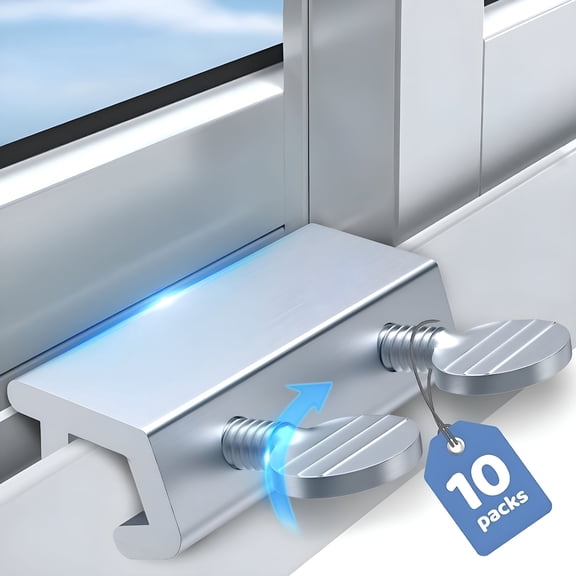 ZHZFKQ Sliding Window Locks Up and Down Window Security - 10 Set Child Proof Home Safety Glass Vertical Window Stopper Adjustable Aluminum Double Slide Window Lock Guard Kid Patio for