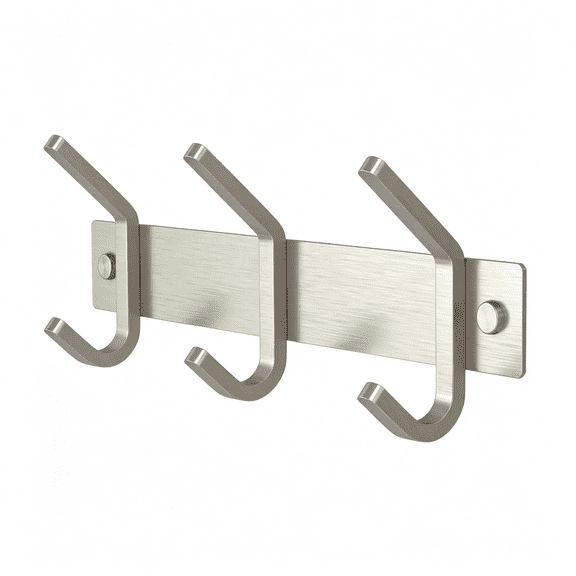 ZHZFKQ Small Coat Rack Wall Mount Brushed Nickel 9 Inch Stainless Steel Hook Rail with 3 Heavy Duty Double Coat Hooks Wall Mounted Coat Hanger for Entryway,Bathroom,Bedroom,Towel,Hat Organizer