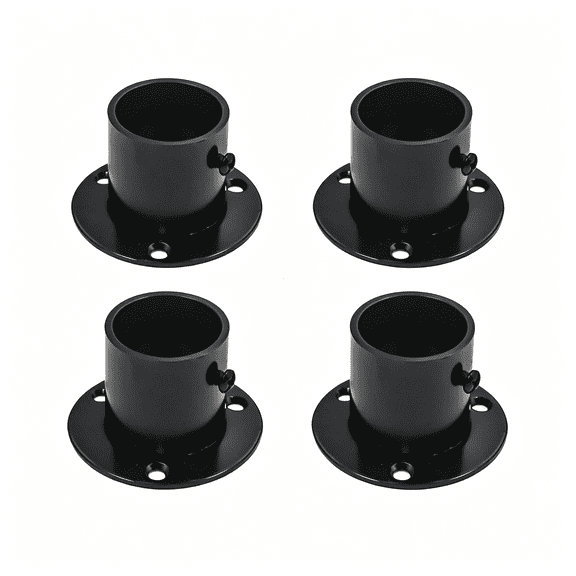 ZHZFKQ Stainless Steel Closet Rod Flange Holder Shower Socket Bracket Support,1.25 Inch Dia Matte Black,closet brackets for rod,Pack of 4