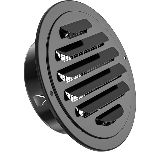 ZHZFKQ Stainless Steel Soffit Vents 4 Inch Black Round Vent Cover with Screen Mesh Louver Soffit Exhaust Vent for Wall Garage Attic & House Ventilation 98Mm Diameter
