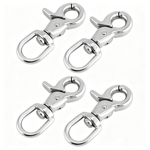 ZHZFKQ Swivel Trigger Snap Hook, 4 Pack 2.56" Marine Grade Stainless Steel 316 Swivel Trigger Clip Hook, 130 Lbs Capacity, for Cages, Dog Leash, Flag Pole, Bag, Key Ring
