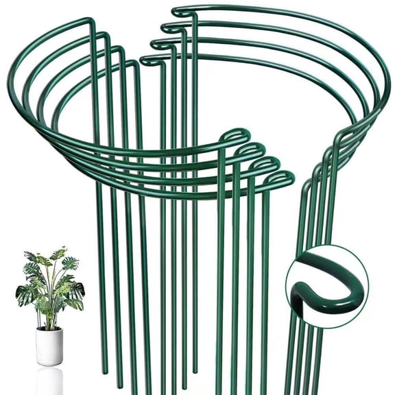 ZHZFKQ Tall Heavy-Duty 24In Plant Support Stakes - 16 Pack Peony Cages & Supports for Outdoor Plants, Half-Round Garden Stakes for Hydrangea, Roses with Extension Stakes