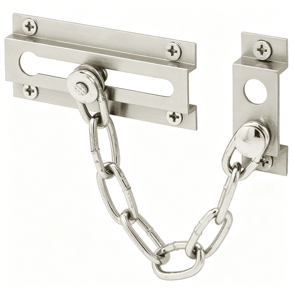 ZHZFKQ U 10304 Solid Brass Chain Door Guard, 3-5/16", Single Pack | Satin Nickel Finish, Door and Home Security