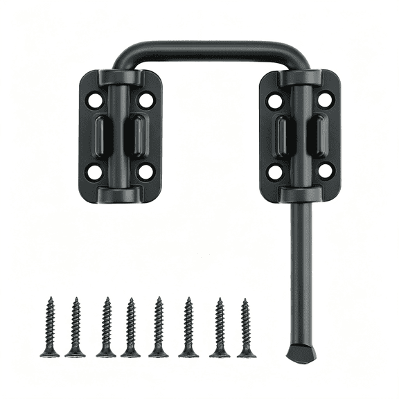 ZHZFKQ U-Shaped Sliding Door Lock,90/180 Degree Installation Loop Bolt Lock,Black,U-Bolt Lock Door Security Latch,4In Barn Door Lock Zinc Alloy Screws Included for Uneven Door Toilet Fence Garage