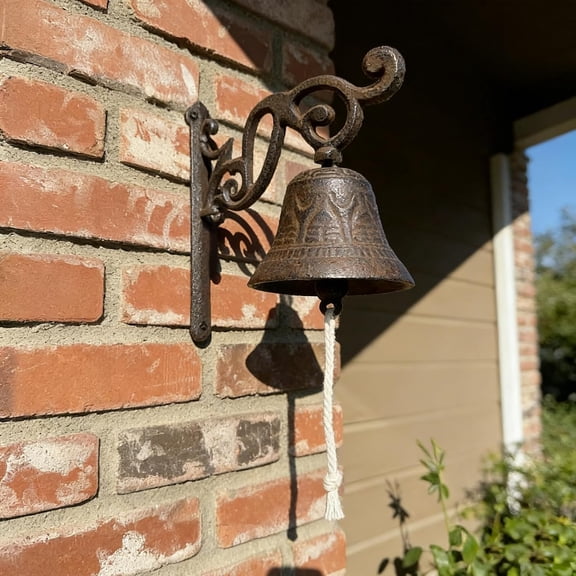 ZHZFKQ Vintage Cast Iron Dinner Bell-Wall Mounted Rustic Dinner Bell for Outside Farmhouse Front Door Garden Home & Church Decor Clear Sound Bell