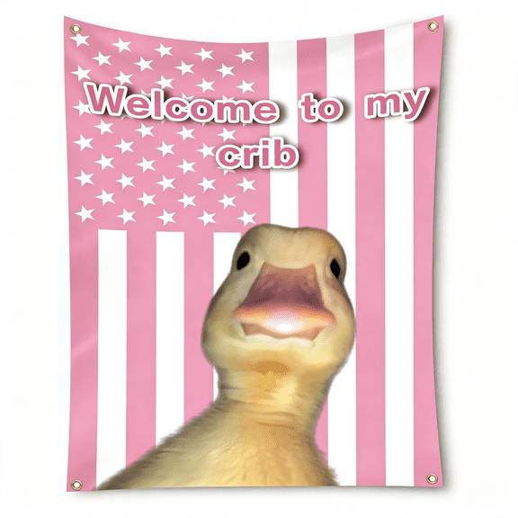 ZHZFKQ Welcome to My Crib Flag 2X3 Feet Funny Flags for Bedroom Cool Dorm Wall Flag with Brass Grommets for Teenagers Children Room Decoration