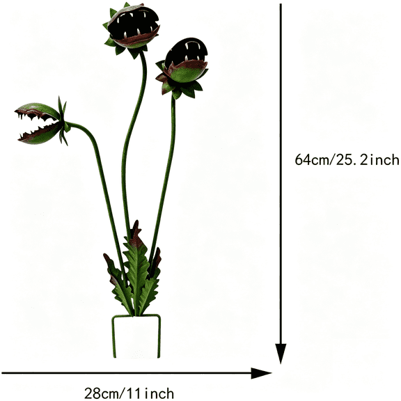 ZHZFKQ Whimsical Metal Carnivorous Plant Garden Stake,25-" Large Venus Flytrap Monster Sculpture,Rust-Resistant Outdoor Yard Art Decor for Patios,Flower Beds,Lawn,Planters & Quirky Garden Gift