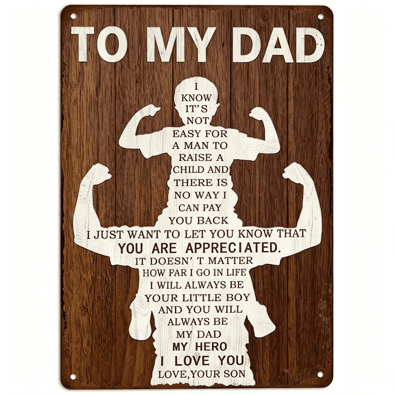 ZHZFKQ to My Dad Vintage Metal Tin Sign from Son Birthday Father'S Day Poster for Home Man Cave Living Room Bedroom Wall Decor to My Dad 8"X12"