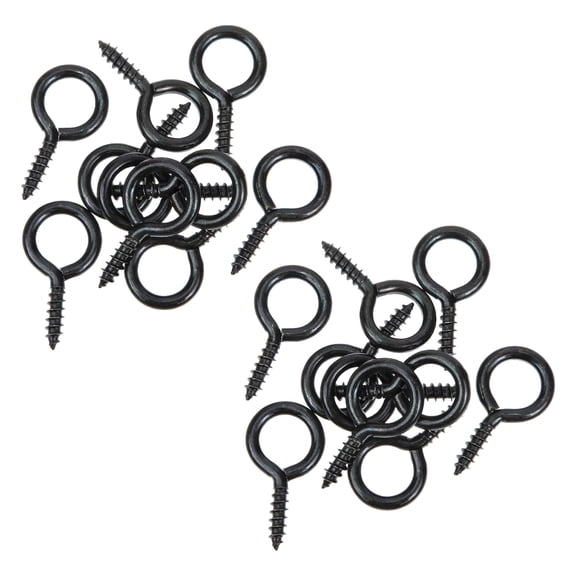 ZHZFKQ y 30Pcs Black Metal Eye Hooks Screw Heavy Duty Self Tapping Hooks for Hanging Towels Cups and Umbrellas hooks for hanging heavy duty