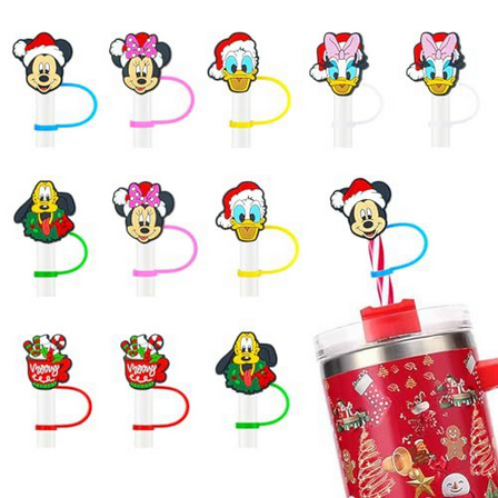 ZHZIYAG 11Pcs Cartoon Mouse Straw Cover for Stanley Cup, 10mm Cartoon Silicone Straw Topper for Stanley Cup 30/304oz Tumblers, Funny Reusable Lid Accessories WW728#283