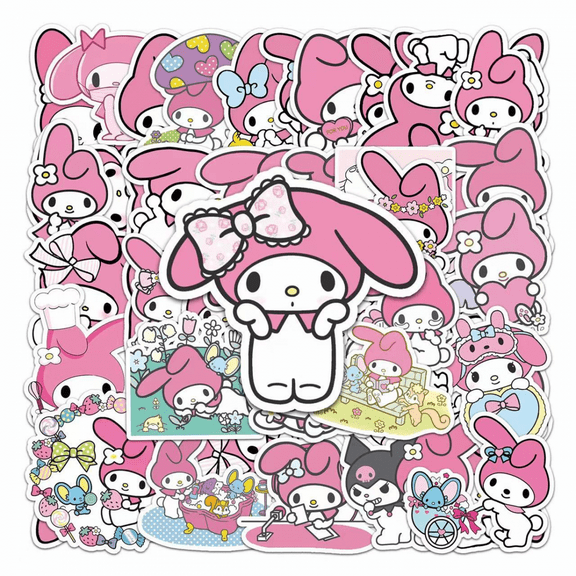 ZHZIYAG 200 Pcs Sanrio Melody Sticker for Kids, Cute Cartoon Vinyl Waterproof Stickers for Water Bottle, Skateboard, Phone, Laptop, Bicycle, Travel Case, Girls Boys Classroom Prizes Gift WW728#959