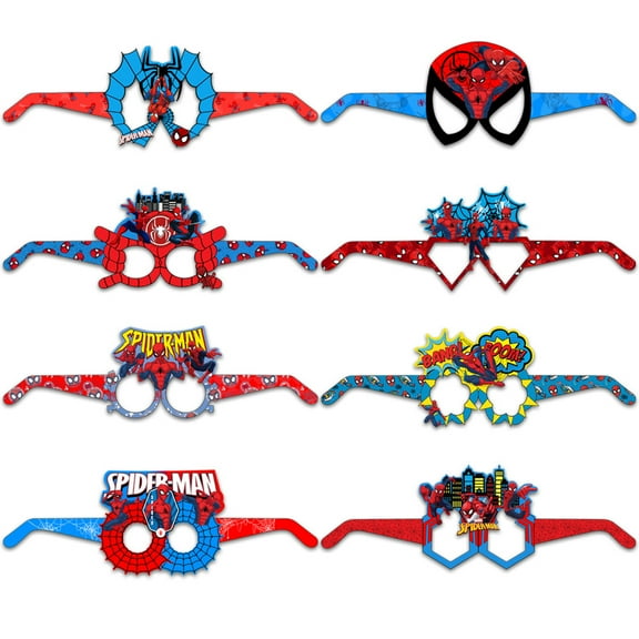 ZHZIYAG 24 Pcs Spider-Man Paper Eyeglasses Cartoon Birthday Decorations Supplies Party Favors Christmas Cartoon Themed Glasses Paper Glasses Photo Booth Props for Kids Boys Girls WW728#495