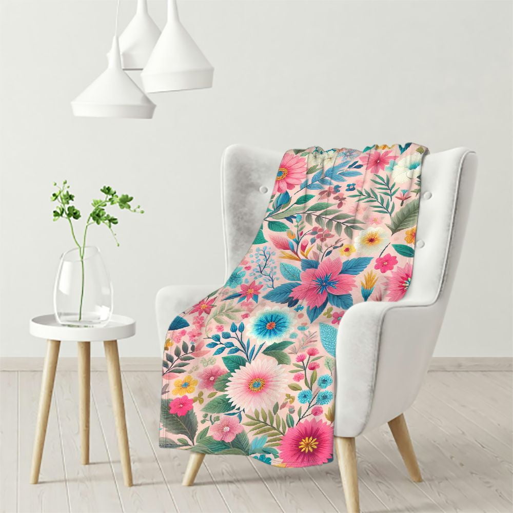 Tropical Exotic Flowers Hibiscus Hawaiian Print Blanket