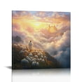 thumbnail image 1 of ZHZY Hyper-Realistic Cloudscape Jesus Christ Walking on Clouds Canvas Wall Art Printed for Bedroom Decor 20x20in, 1 of 5