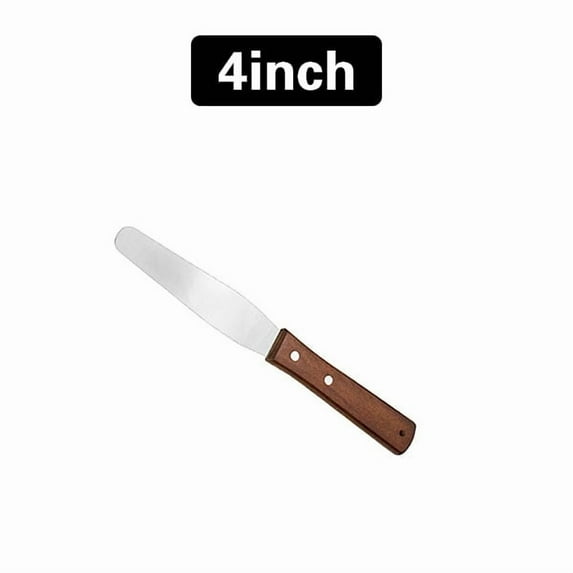 ZHaobin 4/6/8/10/12inch Stainless Steel Cake Icing Spatula Frosting Spatula with Wooden Handle Butter Cake Spatula Knife Tool (Stright-4inch)