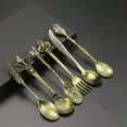 thumbnail image 1 of ZHaobin 6Pcs/Set Vintage European Palace Tableware Set Fruit Cake Fork Coffee Spoon Kitchen Accessories (Yellow copper), 1 of 7