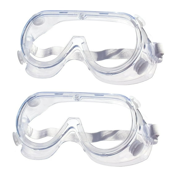 ZHaobin Anti-Fog Protective Safety Goggles Clear Lens Wide-Vision Adjustable Chemical Splash Eye Protection Soft Lightweight Eyewear ( 2pcs)