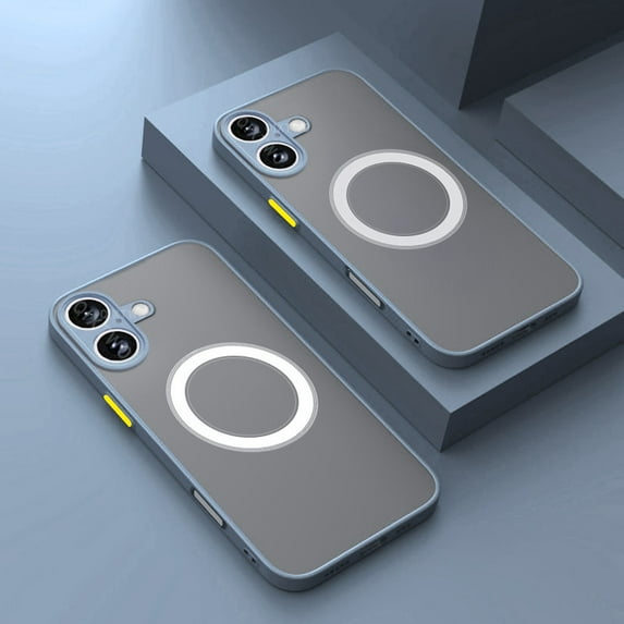 ZHaobin Armor Matte for Magsafe Magnetic Wireless Charging Phone Case for iPhone 13 14 15 16 Pro Max Mini Plus Shockproof Cover (GRAY,For iPhone 13)