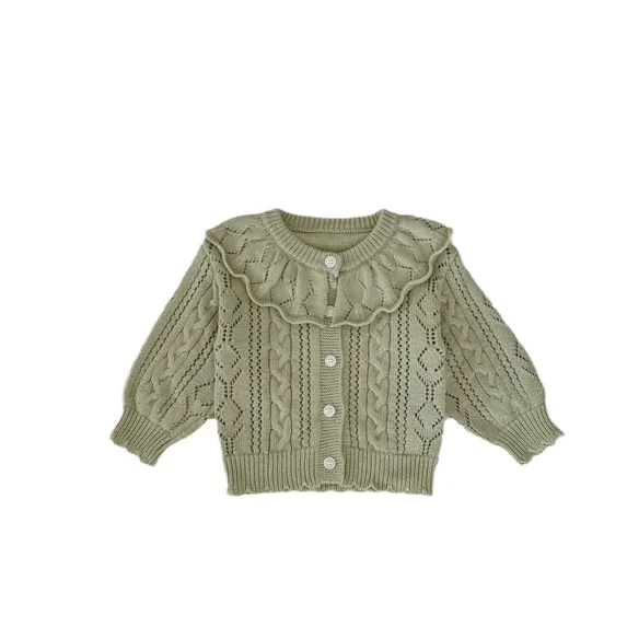 ZHaobin Autumn Baby Girls' Solid Color Knitted Sweater Versatile Girls' Cotton Yarn Cardigan Baby Girls Long Sleeved Sweater Coat (B,18-24M)