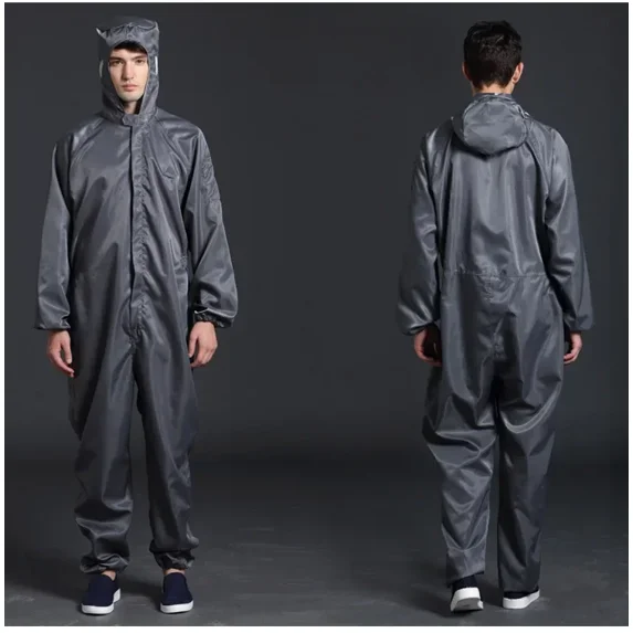 ZHaobin Coveralls Breathable Safety Clothing Work Dustproof Anti-static Spray Paint Clothes Sanitary Protection Jumpsuit Hazmat Zip Suit (Gray,XXL)
