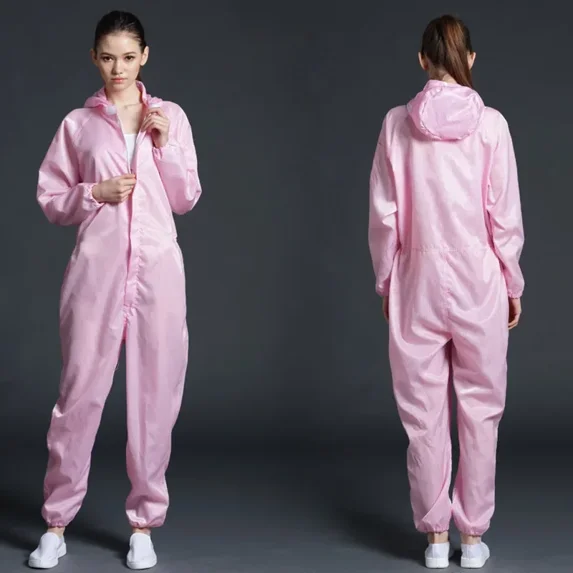 ZHaobin Coveralls Breathable Safety Clothing Work Dustproof Anti-static Spray Paint Clothes Sanitary Protection Jumpsuit Hazmat Zip Suit (Pink,XXL)