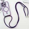 thumbnail image 1 of ZHaobin Crossboby Lanyard Plating Clear Phone Case for iPhone 16 15 14 13 12 11 Pro Max  for Magsafe Magnetic Necklace Cord Strap Cover (iPhone 15 Pro Max,Purple), 1 of 7