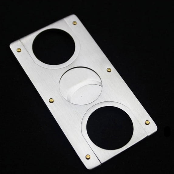 ZHaobin Cuba Cigar Cutter Guillotine Puncher Scissors Knife Stainless Steel 2 Sharp Blades Cutting Accessories Golden Black (163B)