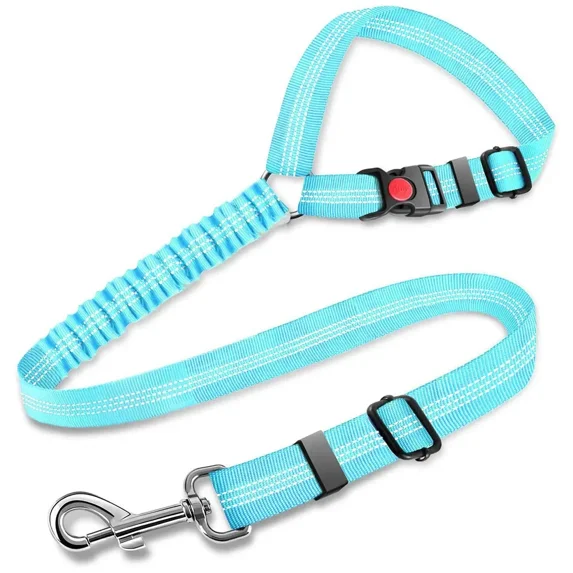 ZHaobin Dog Seat Belts for Car Upgrade 3-in-1 Pet Dog Seatbelt with Metal Buckle Headrest Restraint Dog Car Harness with Elastic Bungee (skyblue2in1(no clip))