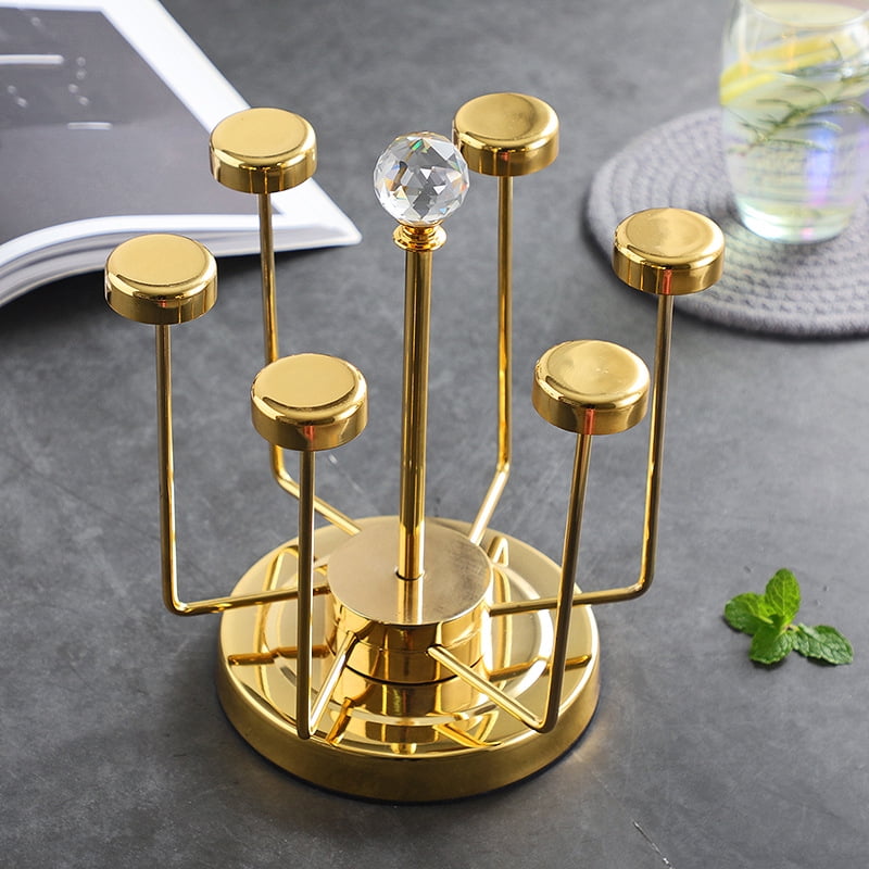 ZHaobin Elegant Desktop Rotating Cup Mug Glass Holder Rack Stainless ...