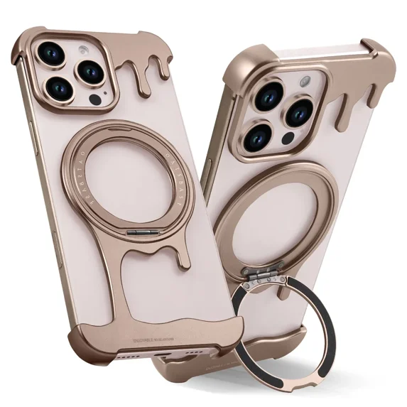 ZHaobin Frameless Metal Bumper Case for iPhone 16 Pro/ Pro Max Magnetic Phone Case for Magsafe Wireless Charge Shockproof Cover (Desert,For iPhone 16 Pro)